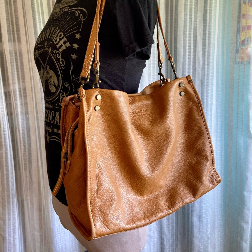 American Leather Co Lenox triple entry satchel